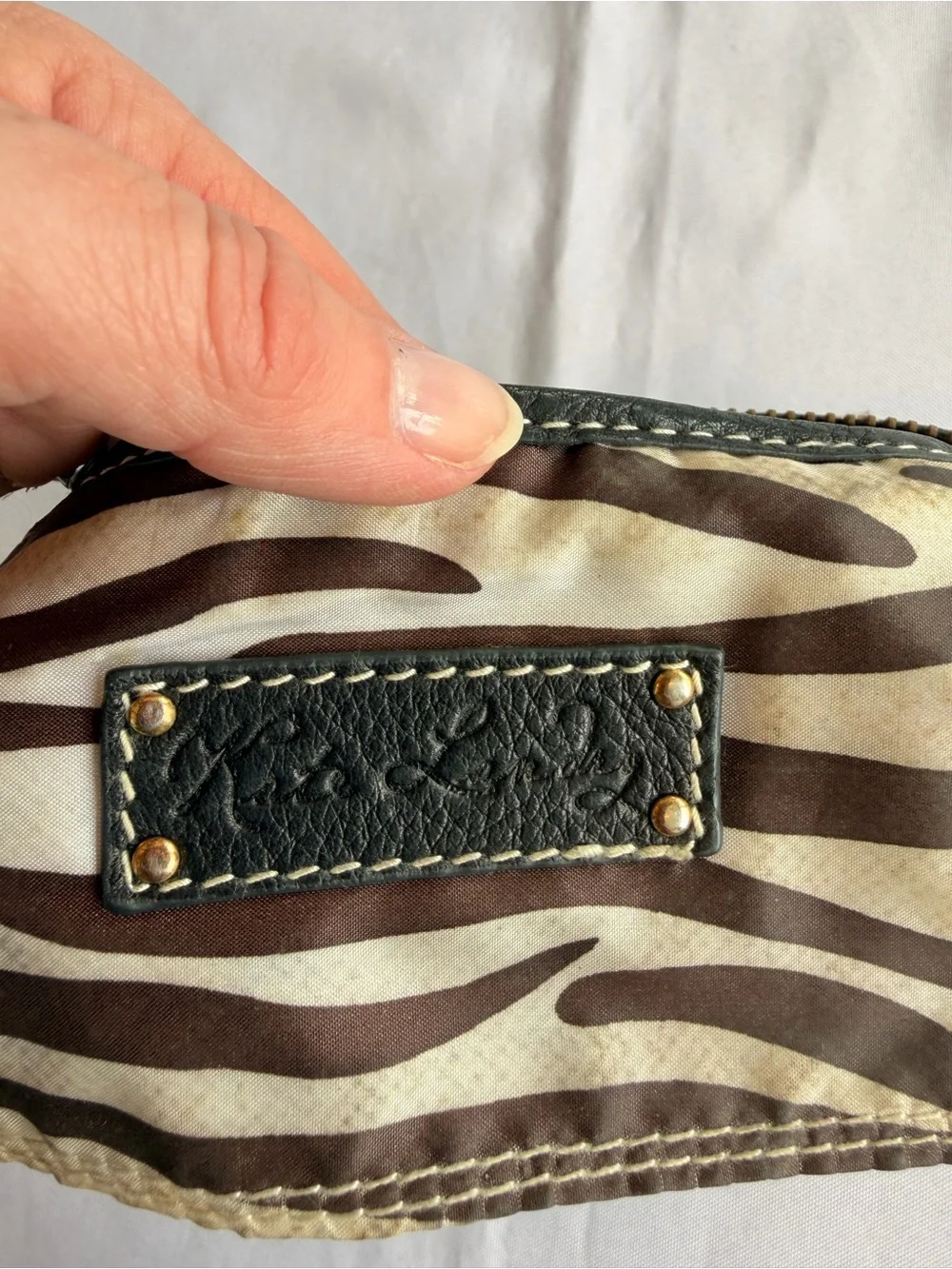 Kate Landry Black Quilted Large Wristlet with Gold Stud Wrist Strap
